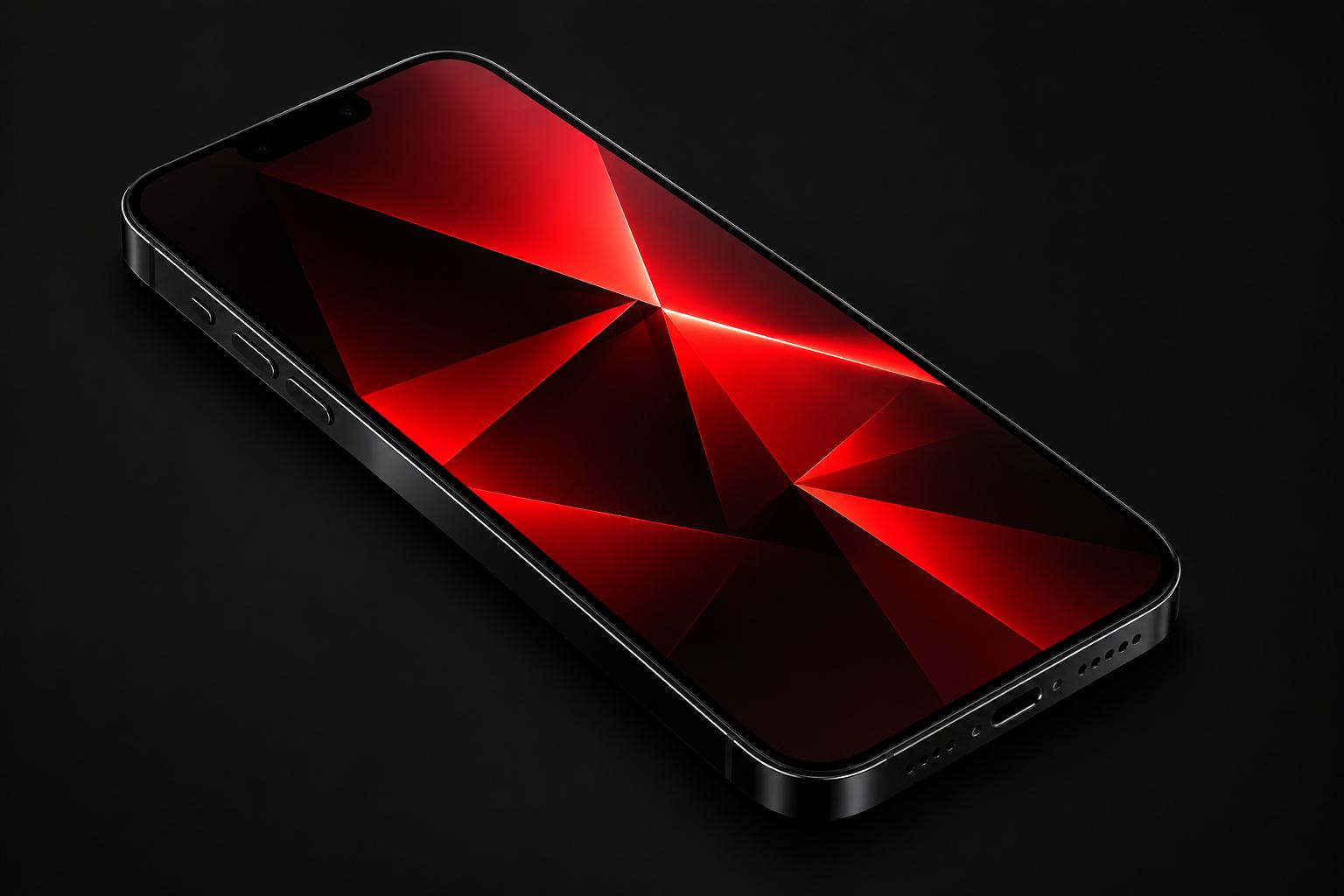 A repaired smartphone with a vivid red display
